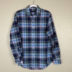 Ralph Lauren Men's Size M Blue and Pink Plaid Long Sleeved Cotton Buttonup Shirt
